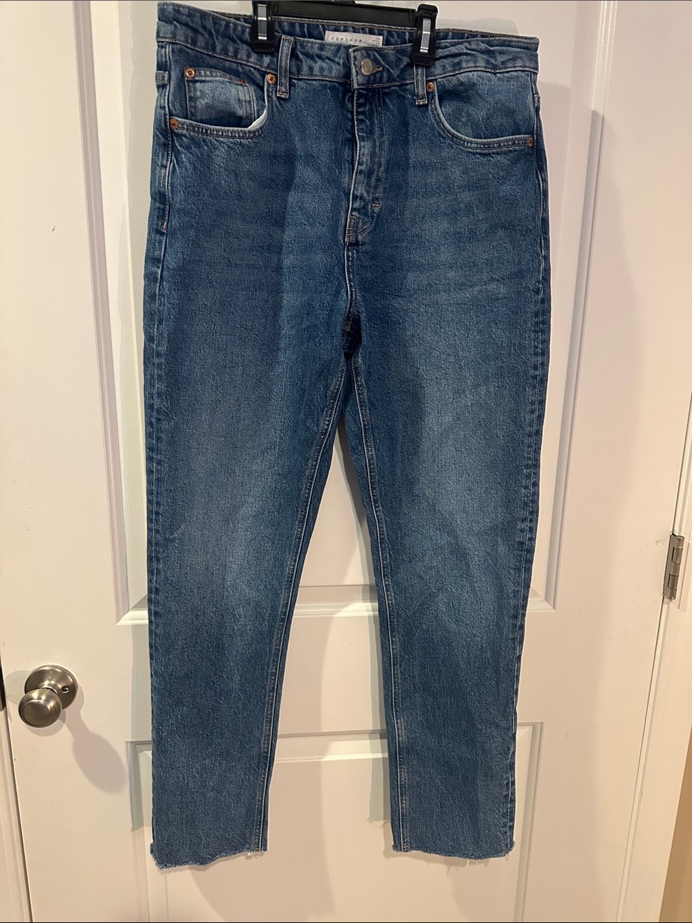 Topshop Blue Straight Leg Jeans